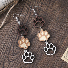 Wood Footprints Earrings Dangle Lightweight Women Girls