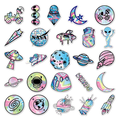 50pcs Laser Outer Space Graffiti Stickers Waterproof Decorative Stickers