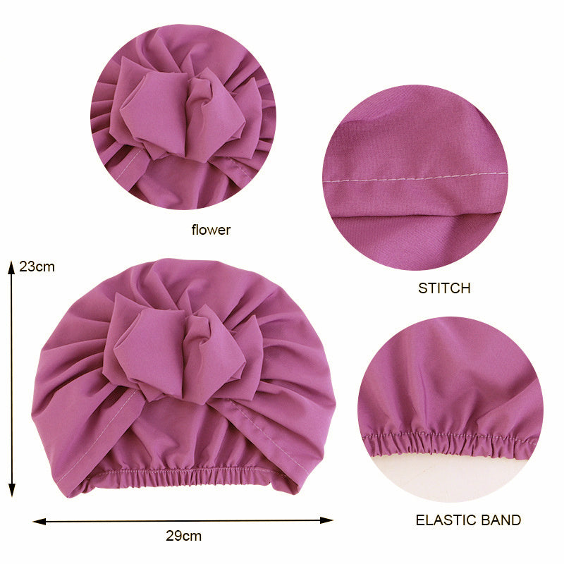 Pleated Bow Decor Turban Cap for Women