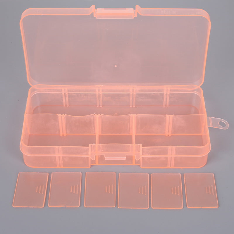 Adjustable 10 Grid Jewelry Storage Box Hard Plastic Organizer