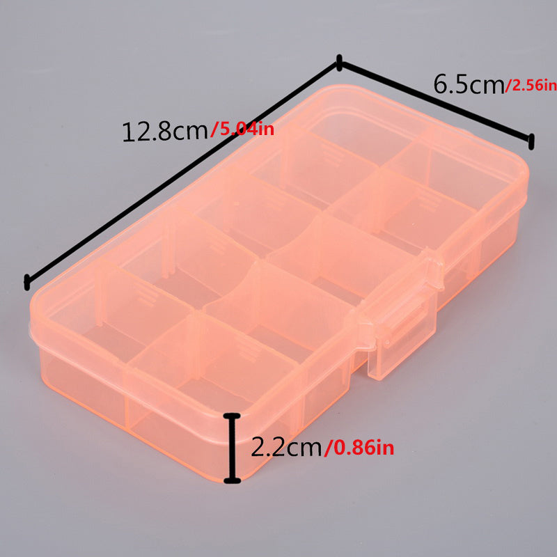 Adjustable 10 Grid Jewelry Storage Box Hard Plastic Organizer