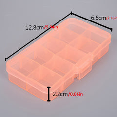 Adjustable 10 Grid Jewelry Storage Box Hard Plastic Organizer