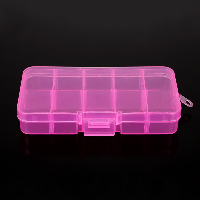 Adjustable 10 Grid Jewelry Storage Box Hard Plastic Organizer