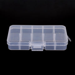 Adjustable 10 Grid Jewelry Storage Box Hard Plastic Organizer