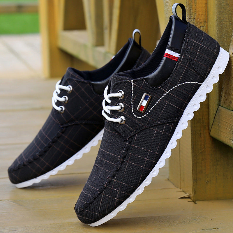 Men's Plaid Loafer Shoes Breathable Lightweight Non slip Canvas Shoes