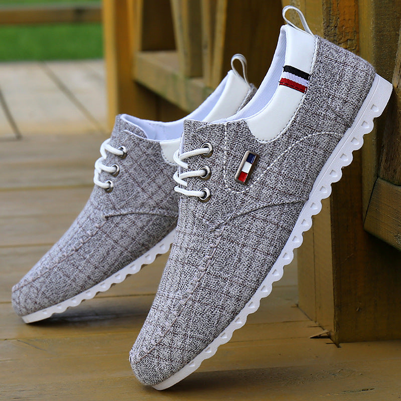 Men's Plaid Loafer Shoes Breathable Lightweight Non slip Canvas Shoes