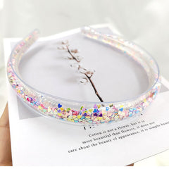 Clear Frame Headband Block Bead Decor Hair Hoop Plastic Hair Accessory
