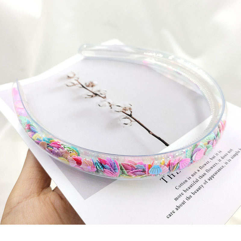 Clear Frame Headband Block Bead Decor Hair Hoop Plastic Hair Accessory