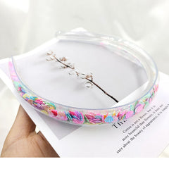 Clear Frame Headband Block Bead Decor Hair Hoop Plastic Hair Accessory