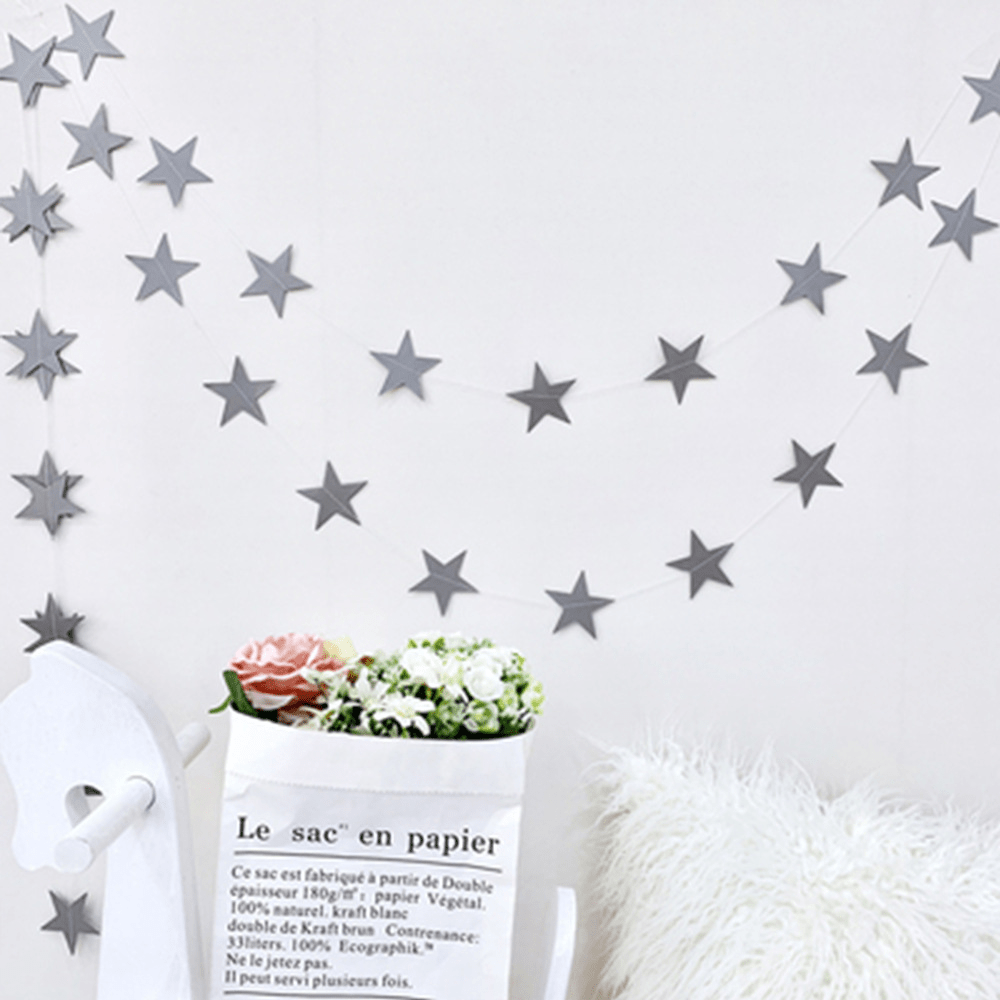 4M Rose & Silvery Golden Star Pull Flag Streamer, Bright Face Pull F