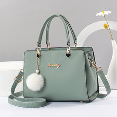 Women's Tote Satchel Bag with Pom Pom Decor