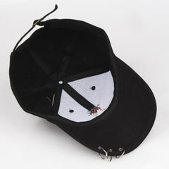 Iron Ring Baseball Cap Solid Adjustable Sunscreen Dad Hat