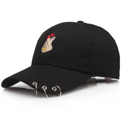 Iron Ring Baseball Cap Solid Adjustable Sunscreen Dad Hat