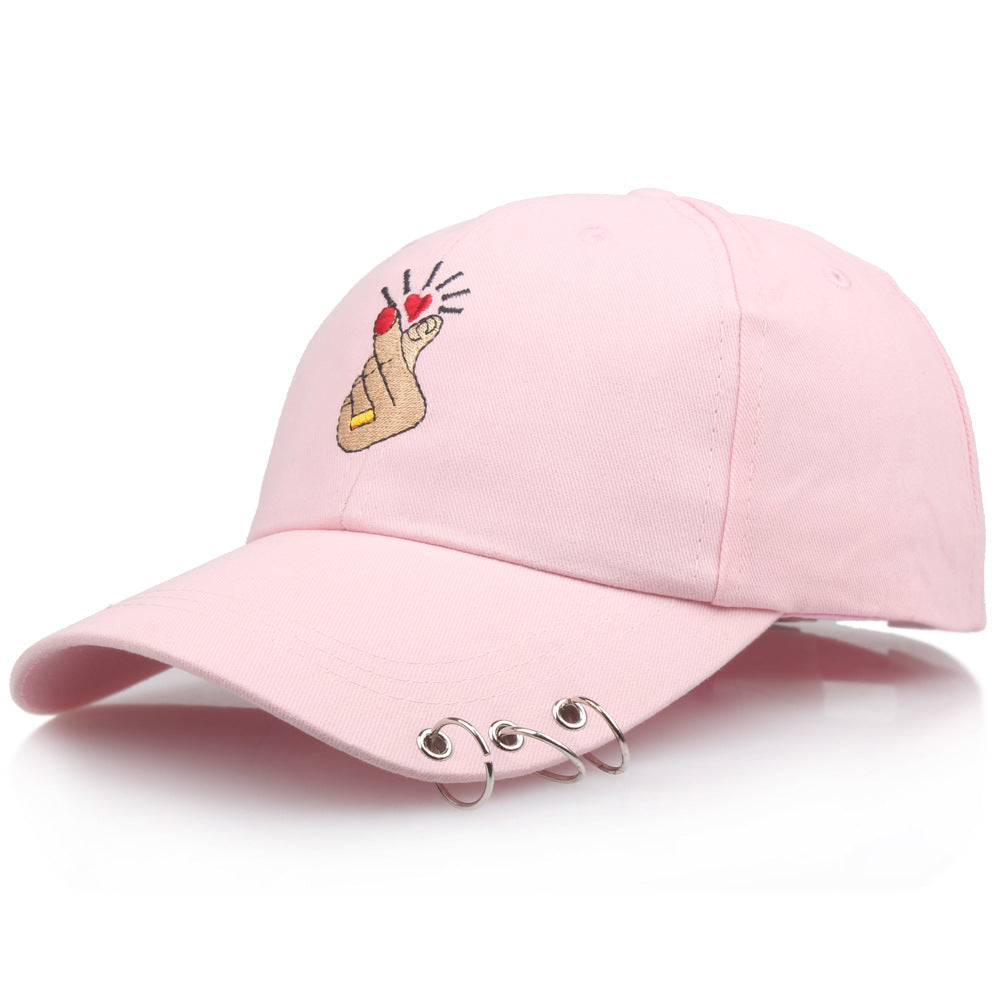 Iron Ring Baseball Cap Solid Adjustable Sunscreen Dad Hat