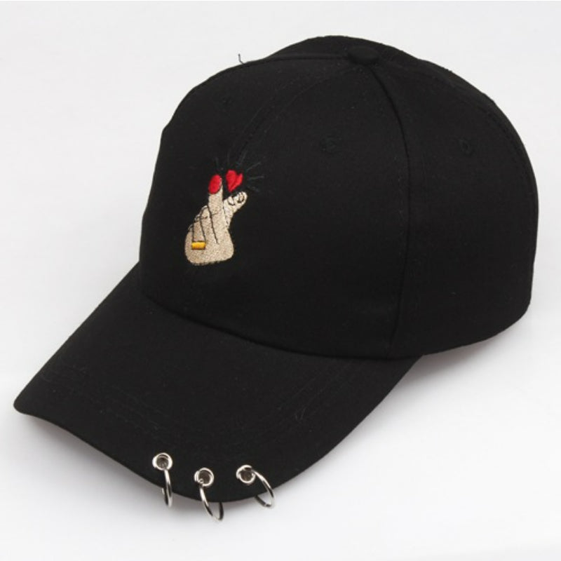 Iron Ring Baseball Cap Solid Adjustable Sunscreen Dad Hat