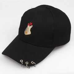 Iron Ring Baseball Cap Solid Adjustable Sunscreen Dad Hat