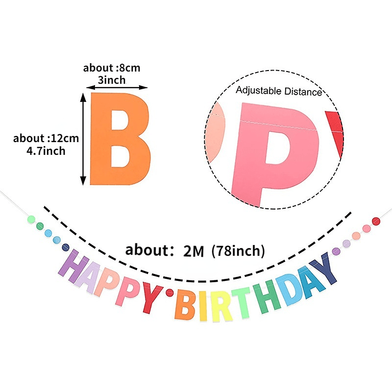 Rainbow Cardboard Banner Gradient Birthday Letter Pull Flag Banner