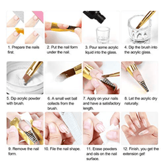 Glitter Acrylic Powder Nail Extension Set - Beginner's Nail Kit