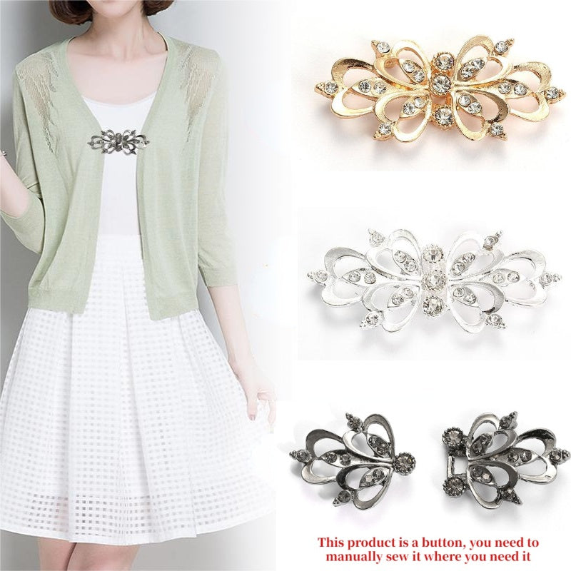 Crystal Cardigan Clips Rhinestone Buttons Alloy Buckle Collar