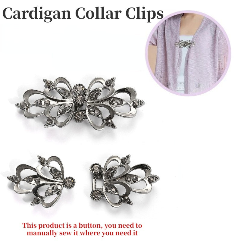 Crystal Cardigan Clips Rhinestone Buttons Alloy Buckle Collar