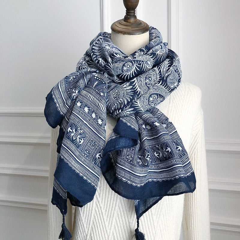 Boho Paisley Print Scarf Thin Shawl Neckerchief Head Wrap Bandana