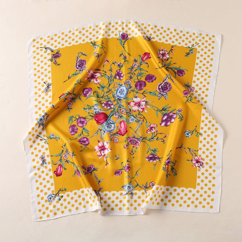 Polka Dot Print Silk Scarf Neckerchief Head Wrap Sunscreen Shawl Headband