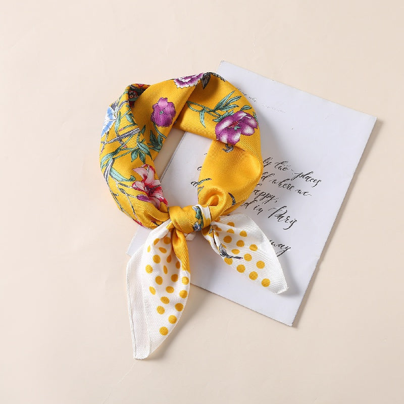 Polka Dot Print Silk Scarf Neckerchief Head Wrap Sunscreen Shawl Headband