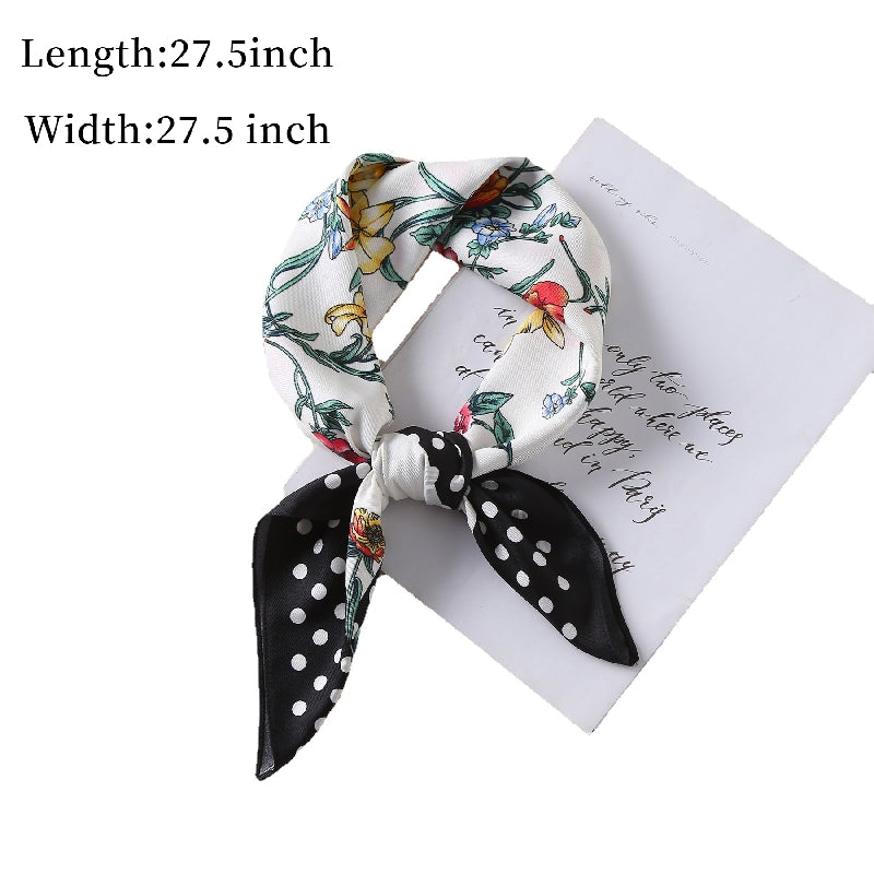 Polka Dot Print Silk Scarf Neckerchief Head Wrap Sunscreen Shawl Headband