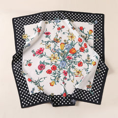 Polka Dot Print Silk Scarf Neckerchief Head Wrap Sunscreen Shawl Headband