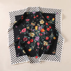 Polka Dot Print Silk Scarf Neckerchief Head Wrap Sunscreen Shawl Headband