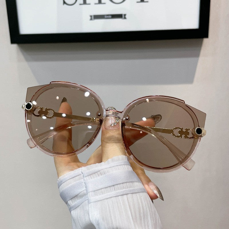 Cat Eye Sunglasses Vintage Oversized Oval Frame Eyewear UV Blocking