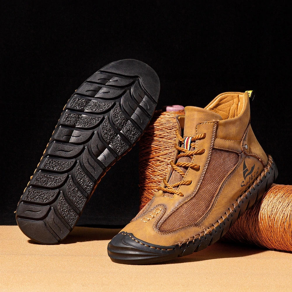 YEWNUW Leather Ankle Boots for Climbing Trekking