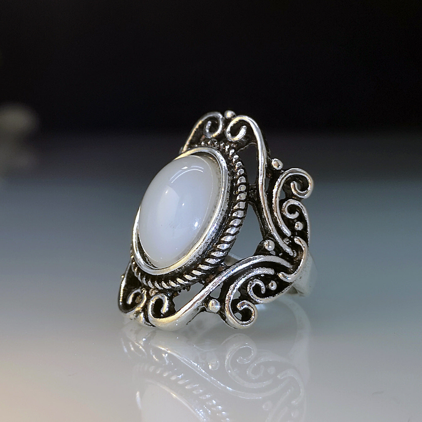 Vintage Moonstone Ring Wedding Jewelry