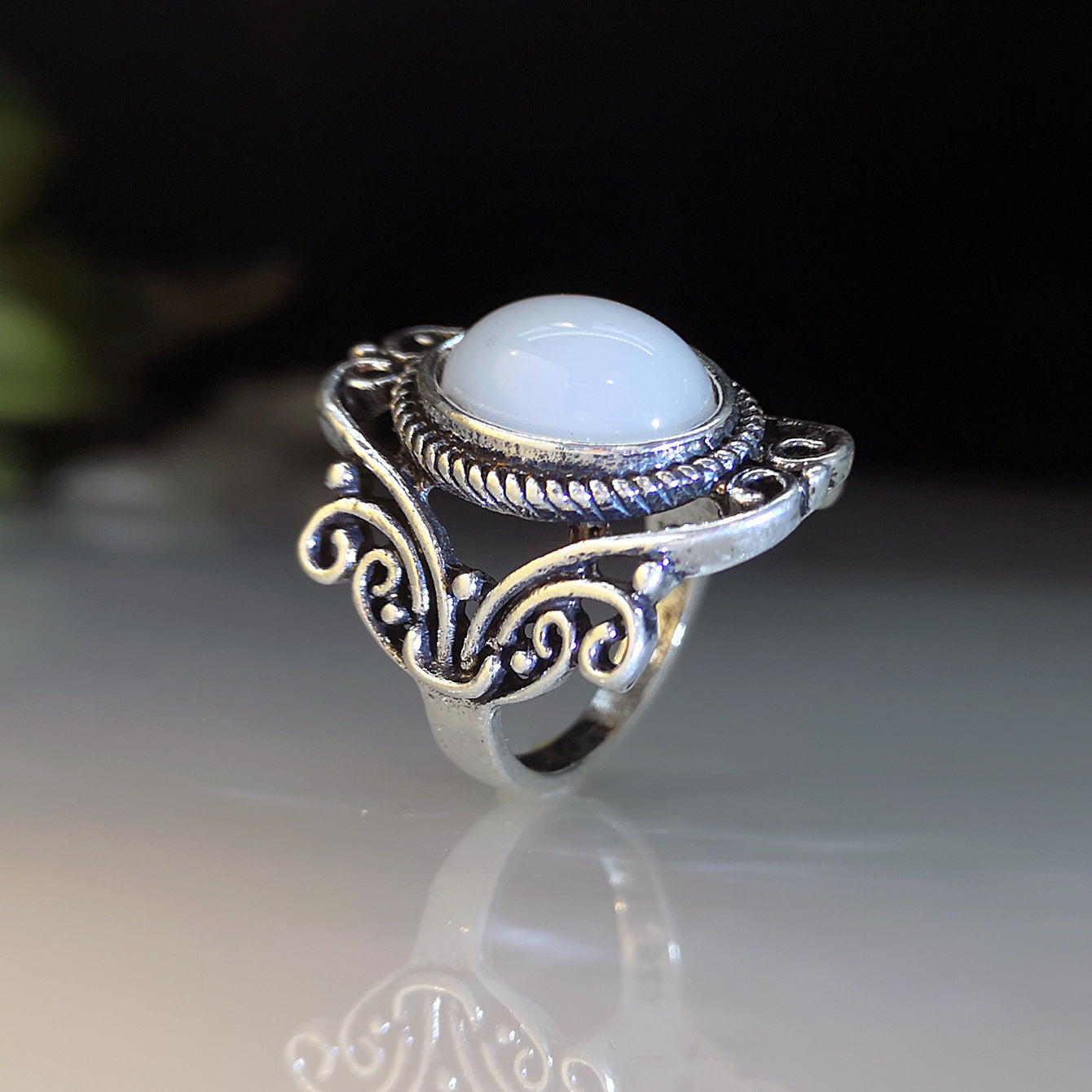 Vintage Moonstone Ring Wedding Jewelry