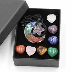 Colorful Gravel Energy Stone Resin Moon Star Pendant Necklace