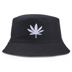 Leaf Embroidery Bucket Hats Solid Hip Hop Basin Hat Foldable Sunscreen