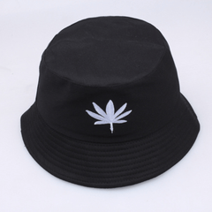 Leaf Embroidery Bucket Hats Solid Hip Hop Basin Hat Foldable Sunscreen