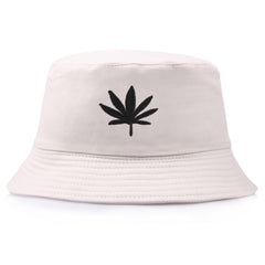 Leaf Embroidery Bucket Hats Solid Hip Hop Basin Hat Foldable Sunscreen