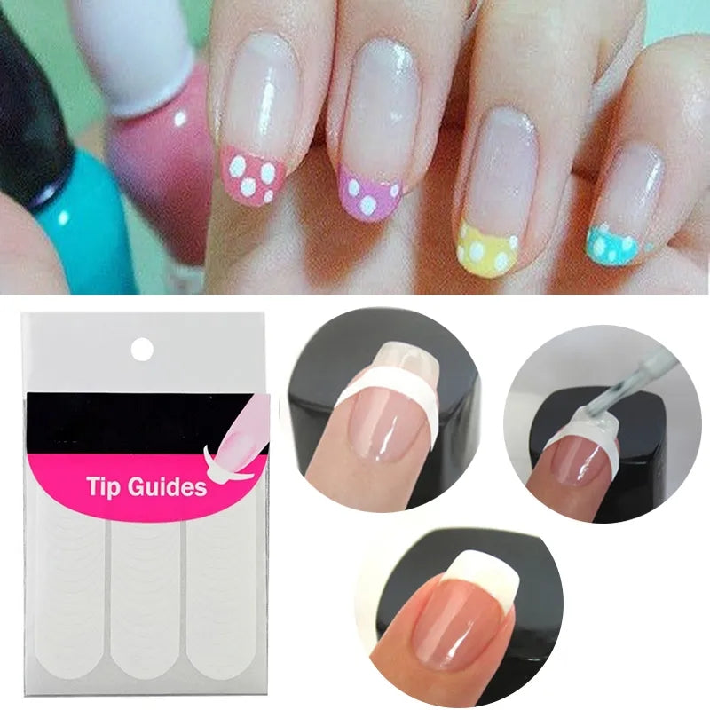 10 Sheets DIY Nail Art Tips Tape Sticker Guide Stencils French Manicure