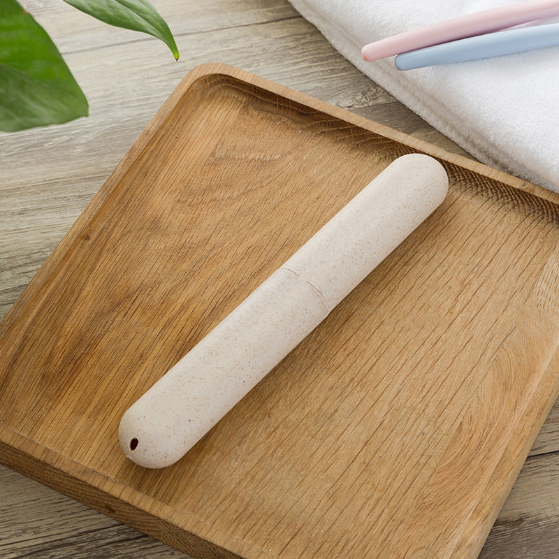 Portable Travel Toothbrush Box Wheat Straw Toothbrush Tube