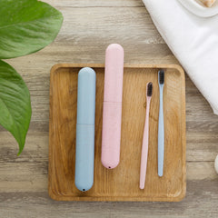 Portable Travel Toothbrush Box Wheat Straw Toothbrush Tube