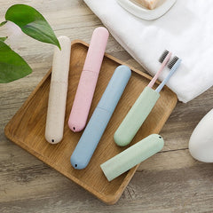 Portable Travel Toothbrush Box Wheat Straw Toothbrush Tube