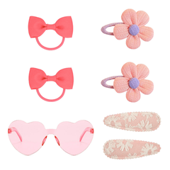 Cartoon Heart Sunglasses & Hair Accessories Set - Holiday Gift for Girls