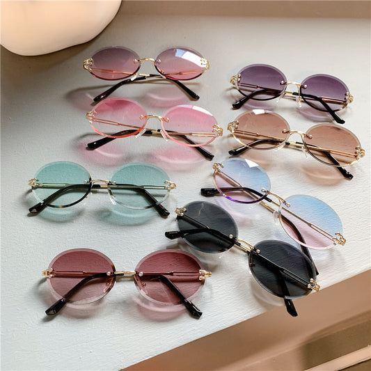 Oval Rimless Sunglasses Gradient UV400