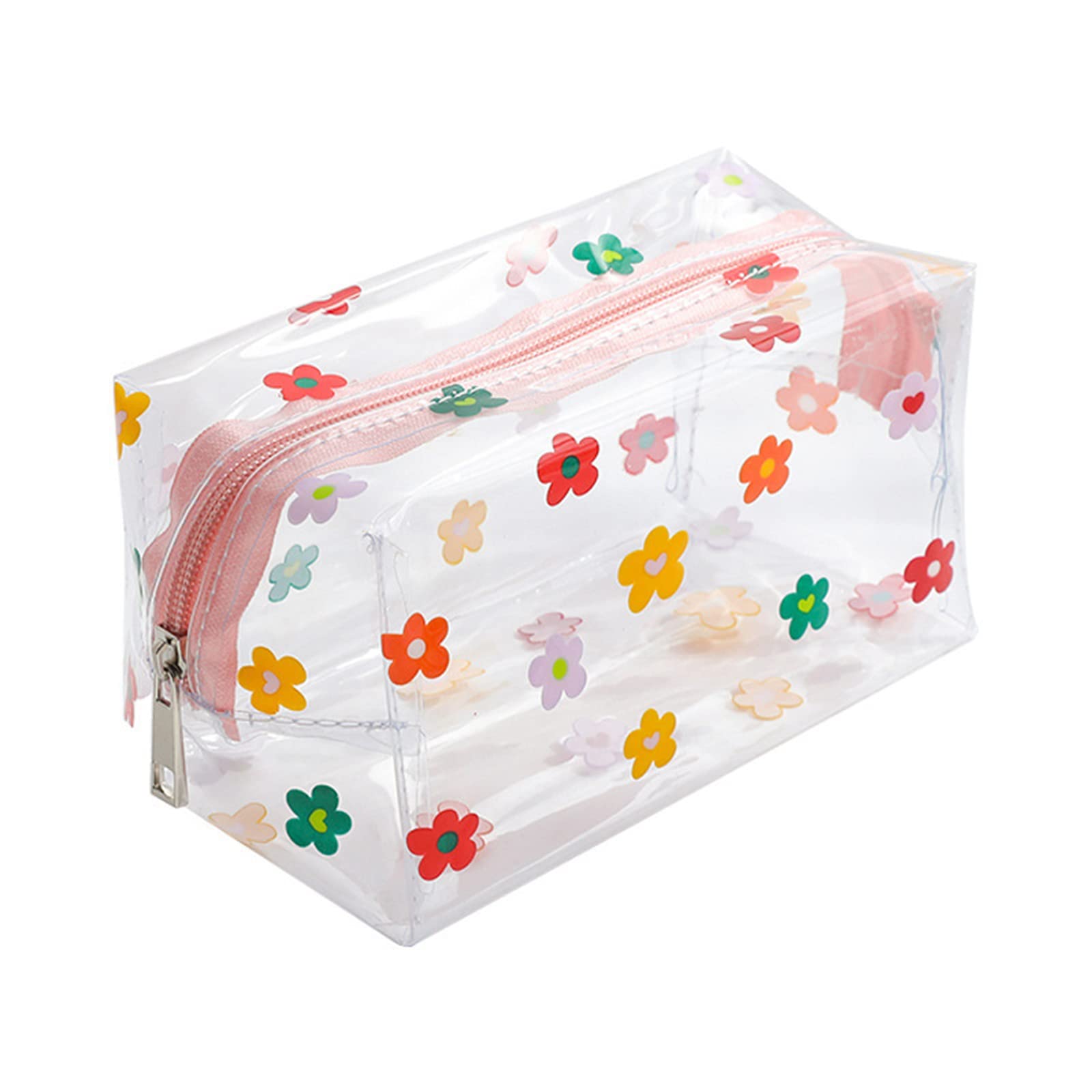 Flower Graphic Clear Makeup Bag Waterproof Toiletry Travel Cosmetic Pouch