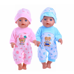 2pcs One piece Suit Pajamas for 15 inch Baby Doll American 18 Inch Doll