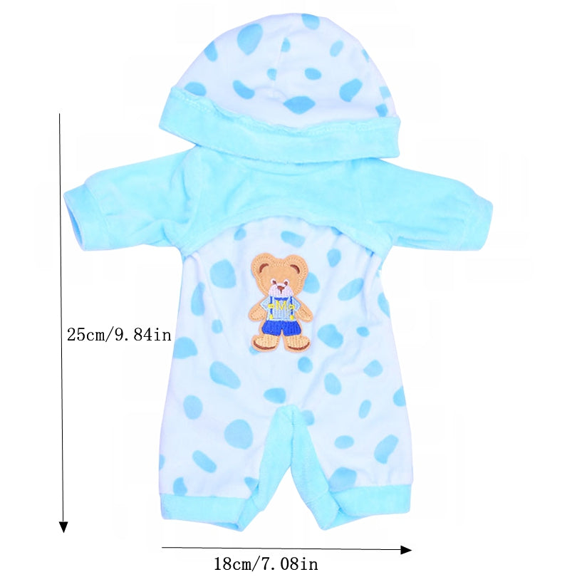 2pcs One piece Suit Pajamas for 15 inch Baby Doll American 18 Inch Doll