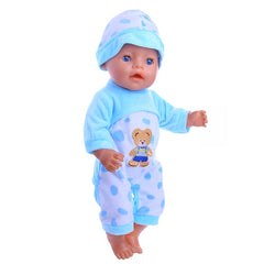 2pcs One piece Suit Pajamas for 15 inch Baby Doll American 18 Inch Doll