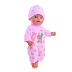 2pcs One piece Suit Pajamas for 15 inch Baby Doll American 18 Inch Doll