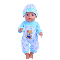 2pcs One piece Suit Pajamas for 15 inch Baby Doll American 18 Inch Doll